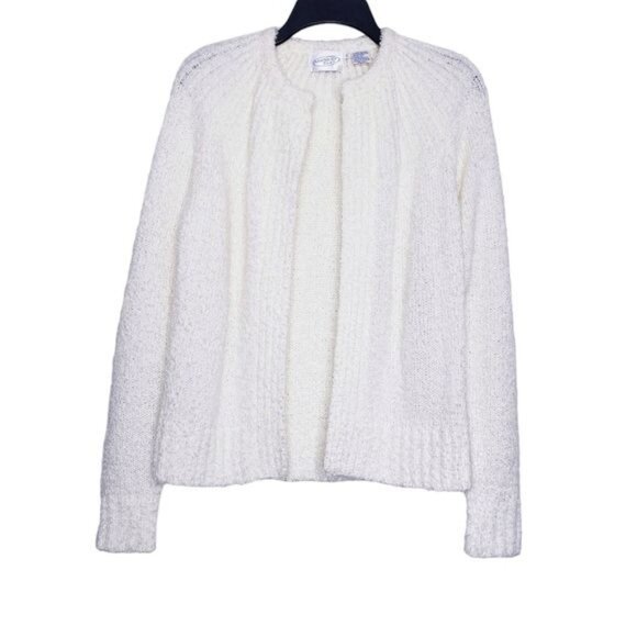 Vintage Northern Isles Cream Knit Open Front Cardigan Sweater Women's Medium - Picture 9 of 9
